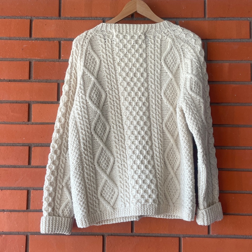 Vintage 80’s John Molloy Irish Wool Cable Knit Cardigan Sweater Made in Ireland - Picture 5 of 5